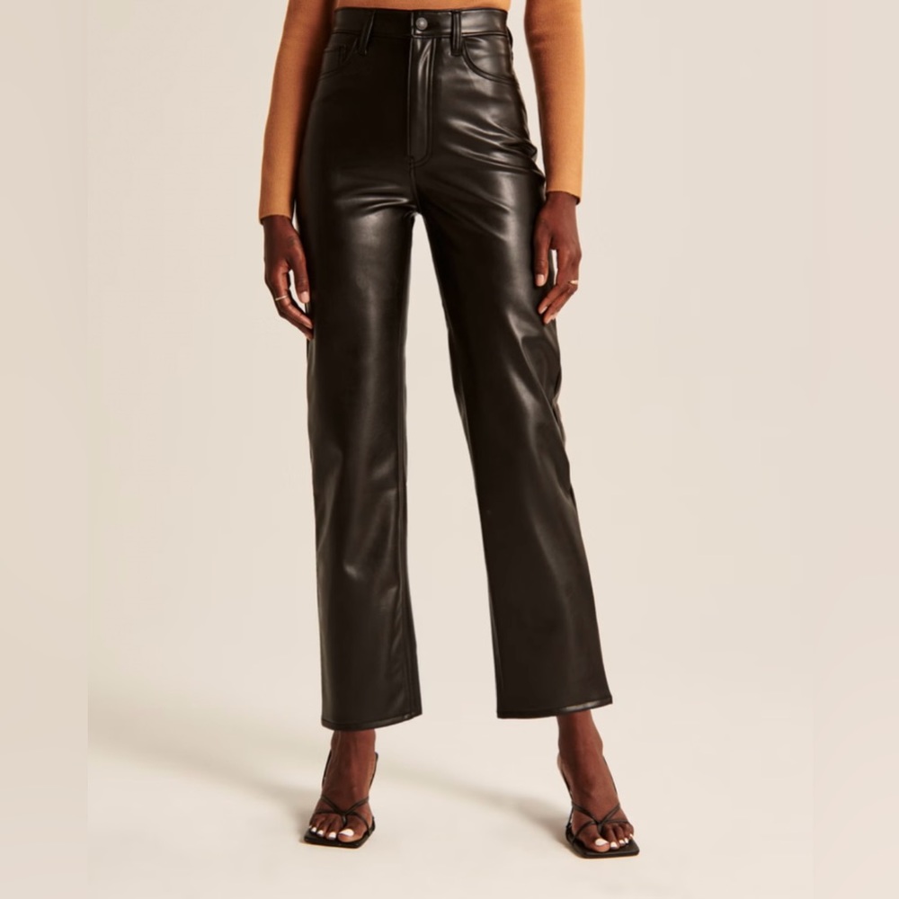 Abercrombie & Fitch Vegan Leather Ankle Straight Pant